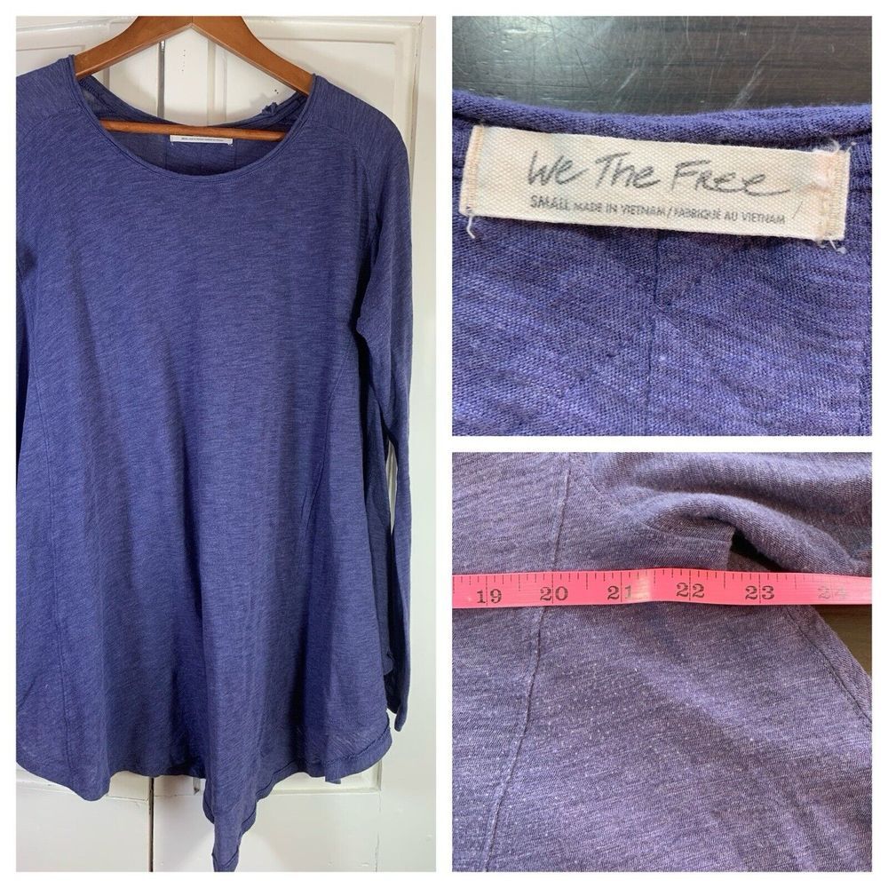 We The Free People Trapeze Top Blue Oversized Small Relaxed Beachy Boho Swing